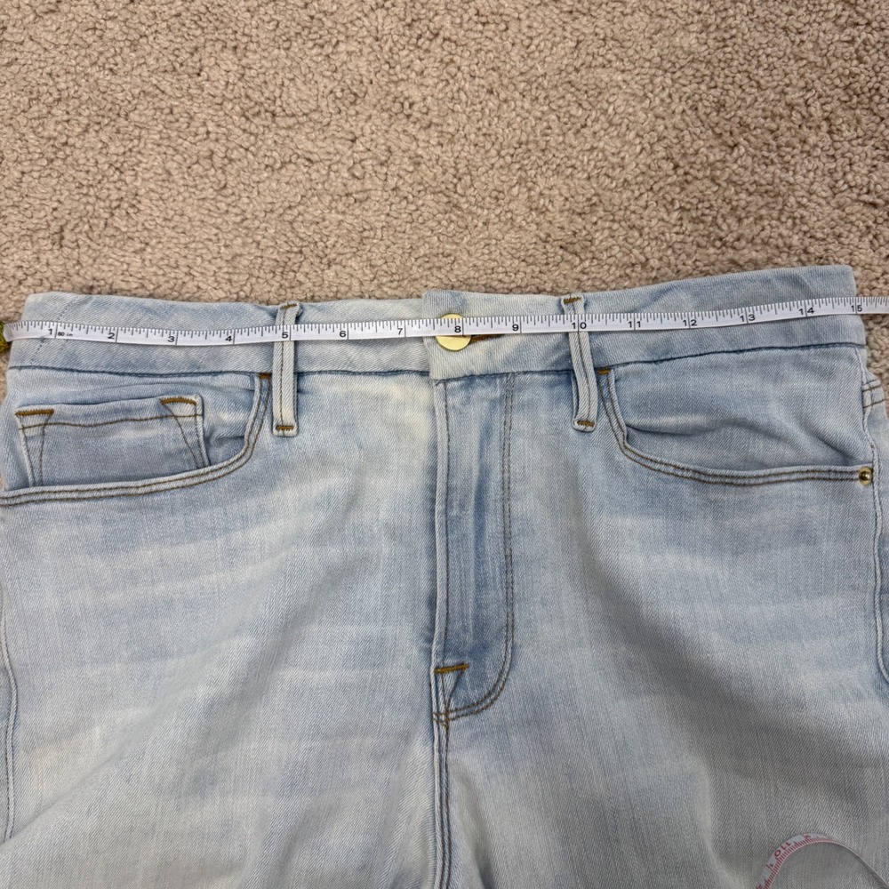 FRAME Le Crop Mini Boot Jeans Women Light Wash Blue Flared Denim Cotton 31 - Picture 7 of 10